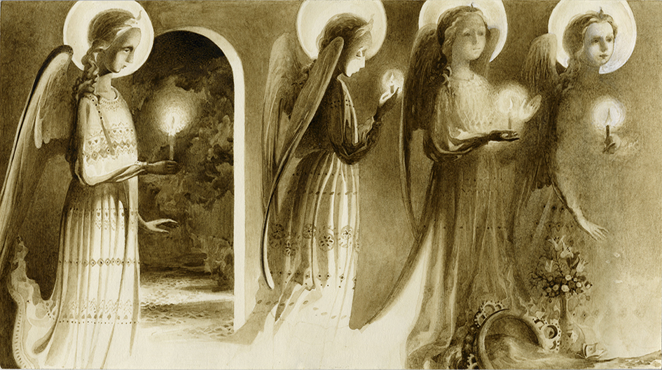 «Procession of angels»  illustrations to the sonnets of Francesco Petrarca