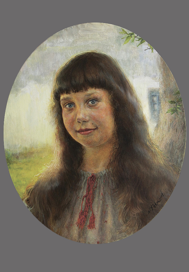«Portrait of Marichka» or «Sun on the shoulders», canvas, oil, 18″х21″ (45x53cm), 2018.