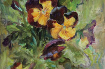 Velvet petals of violets, 7×8 inches (18×20 cm), oil, canvas, 2018.